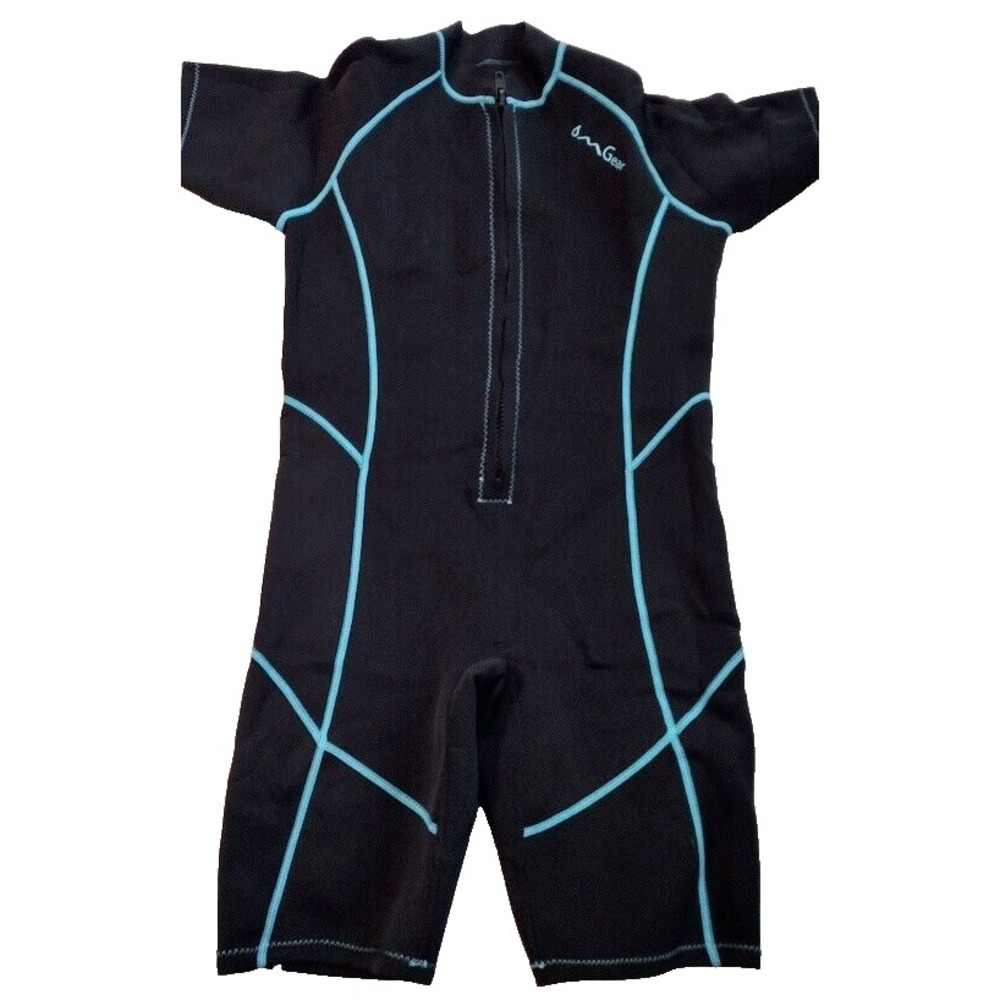 Aqua Gear Men's‎ Shorty Wetsuit Swimsuit Dive Skin XL Black Blue Trim